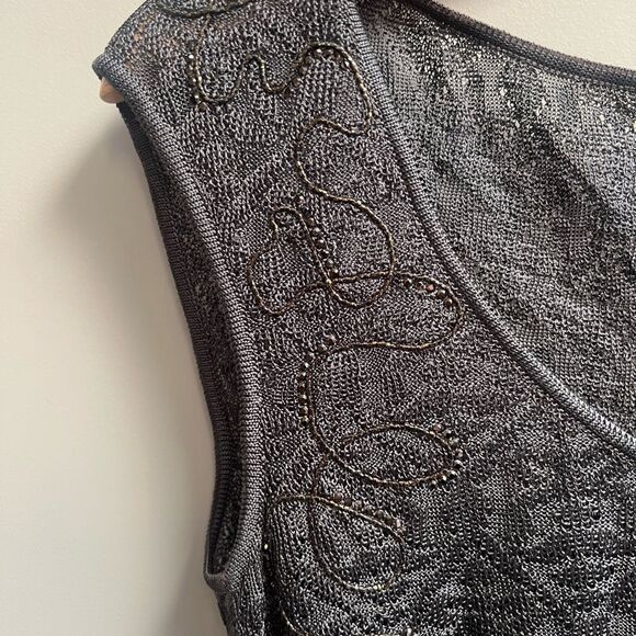 St John olive green knit sequined sleeveless top Size 6 - Picture 3 of 8